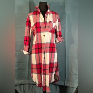 Dizzy Lizzy - Red Plaid Shirt Dress - XS
